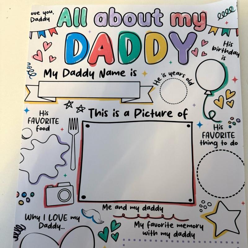 Pay what you can-Personalised Father's Day Print Gift - Customizable All About My Daddy Keepsake with Heartfelt Details