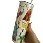 Personalised dinosaur themed 20oz tumbler with lid and straw
