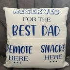 Dad’s pocket cushion, remote control holder, dads gift, gifts for fuzzy dads, best dad Father’s Day present, 40 x 40 cushion