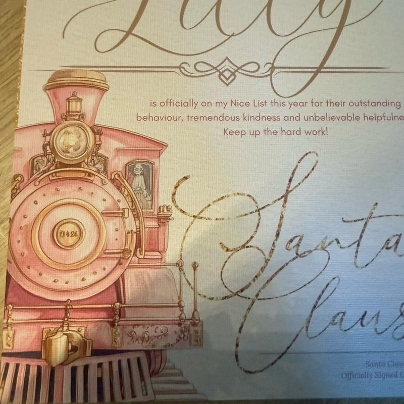 Pink polar exprees style nice list certificate