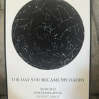 Pay what you can. Perfect Father’s Day gift. The day you became my dad a4 high quality card print, star chart, star picture, Father’s Day print. Once you order message me your details so I can create the perfected gift for your loved ones