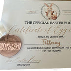 Easter certificate straight from the Easter bunny with medal