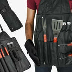 Personalised bbq apron, with 3 tools all engraved with any name, oven mitt, and salt and pepper shaker. Perfect gift for men, bbq lovers, Father’s Day, grandads and step dads. Image at top of the apron can also be changed