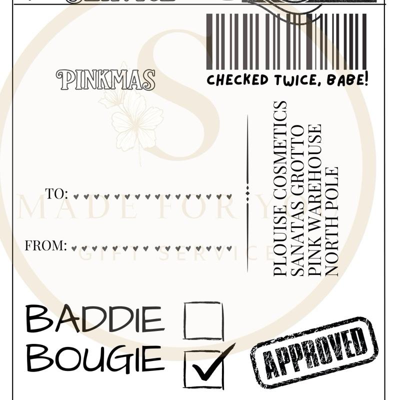 Sticky Backed pack of 10 Merry Pinkmas Christmas Labels for Gift Tags - Baddie Bougie Design - Perfect for Festive Gifting