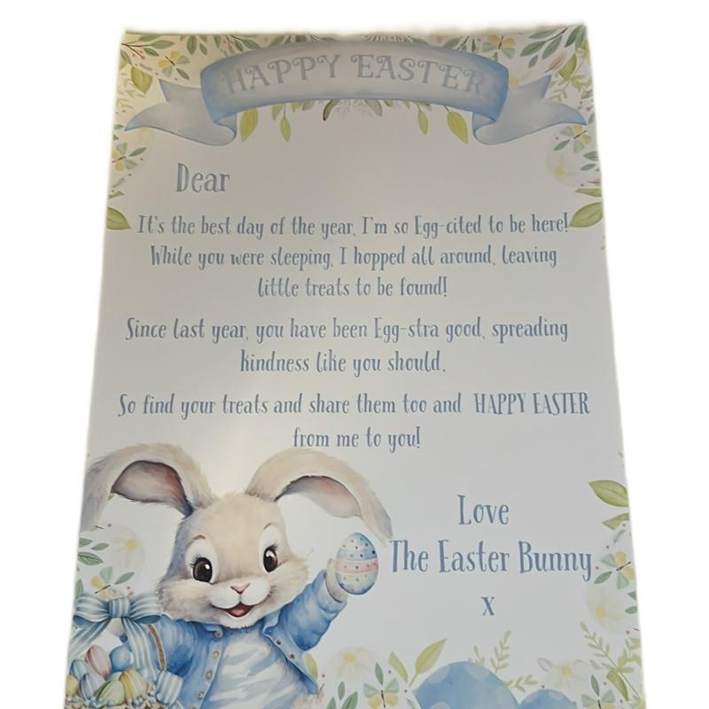 Personalised blue or pink letters from the Easter bunny