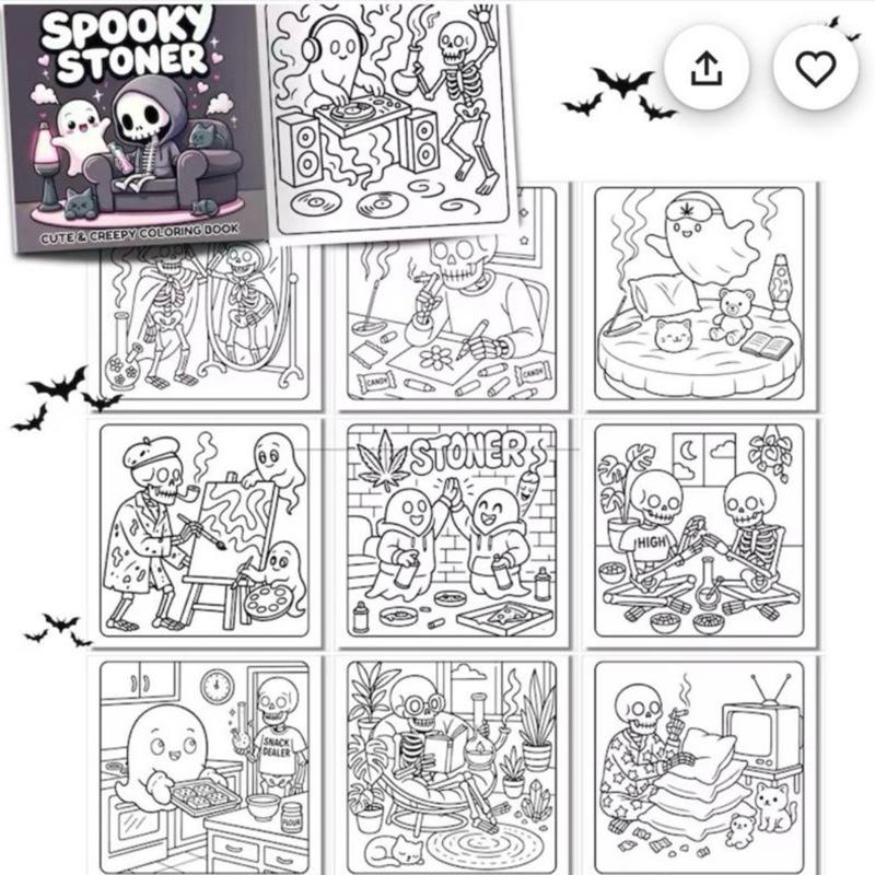 Spooky stoners adult colouring horror book