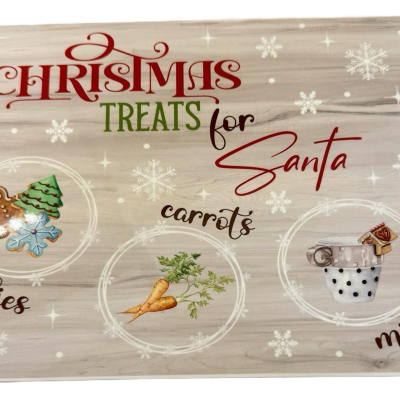 Personalised Santa Treat Board for Christmas Eve with Carrots and Cookies Design for Festive Fun