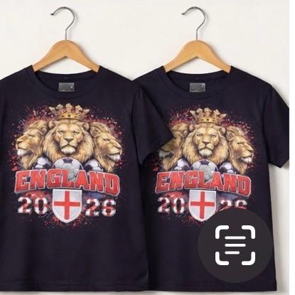 Adults three lions football themed t-shirt. Football top In support of the 2026 World Cup