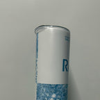 Blue and white 20oz tumbler with lid and straw for hot and colds drinks