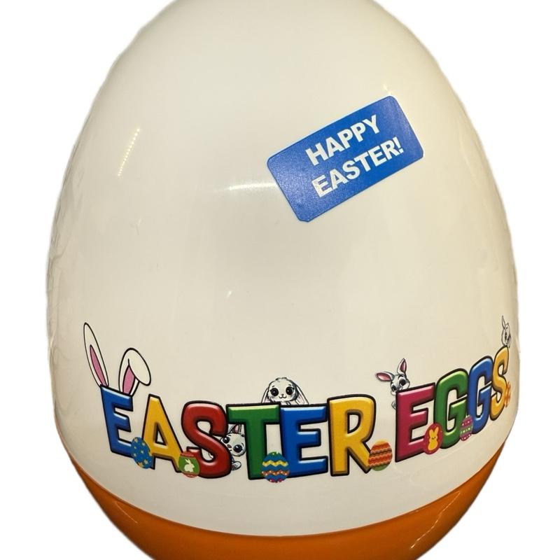 Personalised 16inch white and orange jumbo plastic egg (comes empty)