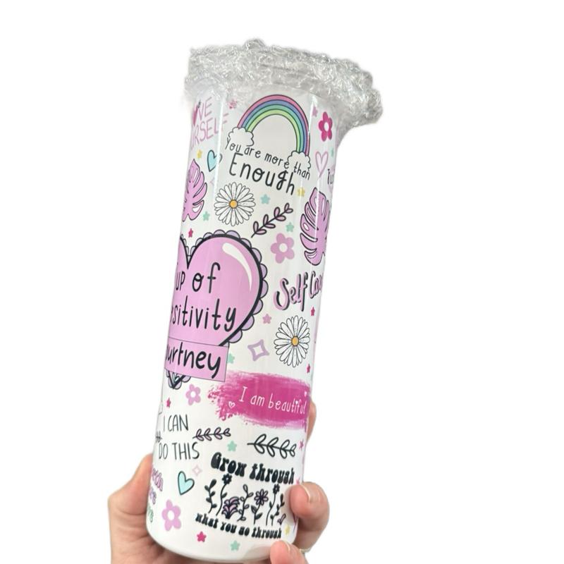 Cup of positivity 20oz tumbler with lid and straw
