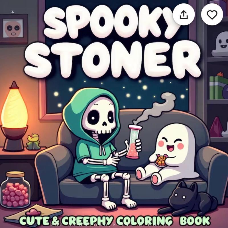 Spooky stoners adult colouring horror book