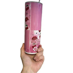 Cherry 20oz Pink and White Tumbler for Hot and Cold Drinks with Lid and Straw Ideal for On-the-Go Beverage Enthusiasts Drinkware Flasks Water Bottles