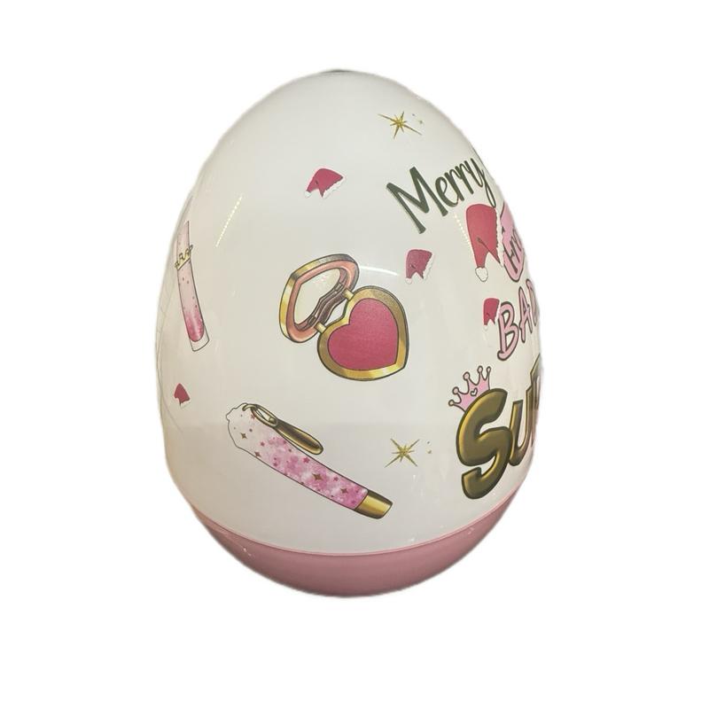 Personalised Pinkmas Surprise 16inch Jumbo Egg Makeup Themed Christmas Gift with Bow