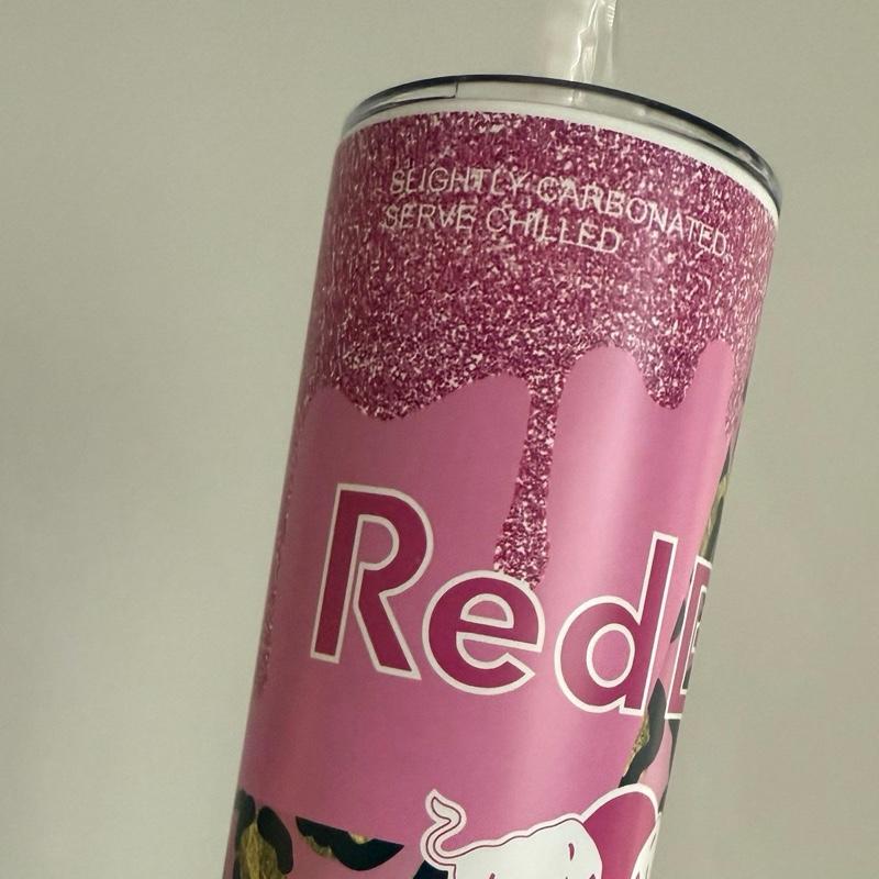 Pink Glitter Effect 20oz Tumbler with Lid and Straw for Hot and Cold Drinks - Perfect for Chilled Beverages
