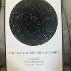 Pay what you can. Perfect Father’s Day gift. The day you became my dad a4 high quality card print, star chart, star picture, Father’s Day print. Once you order message me your details so I can create the perfected gift for your loved ones