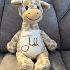 Personalised cute giraffe, soft toy, childrens personalised teddy, nursery. Add name at checkout or send a message after purchase