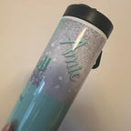 Green and silver 20oz personalised tumbler with lid and straw for hot and cold drinks