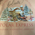 Young girls sweatshirt with frilly arms in a dusty pink with polar express themed