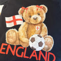 England football themed children’s t shirt personalised for boys and girls perfect to wear to watch the World Cup. Organic cotton