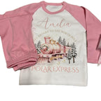 Pink or blue north pole personalised Christmas pyjamas