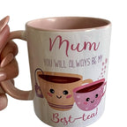 Mum Mug Pink and White with Pink Inside & Handle Best mum Design for a Drinkware Cup Ceramic mug Reusable Washable Reuse Coffee