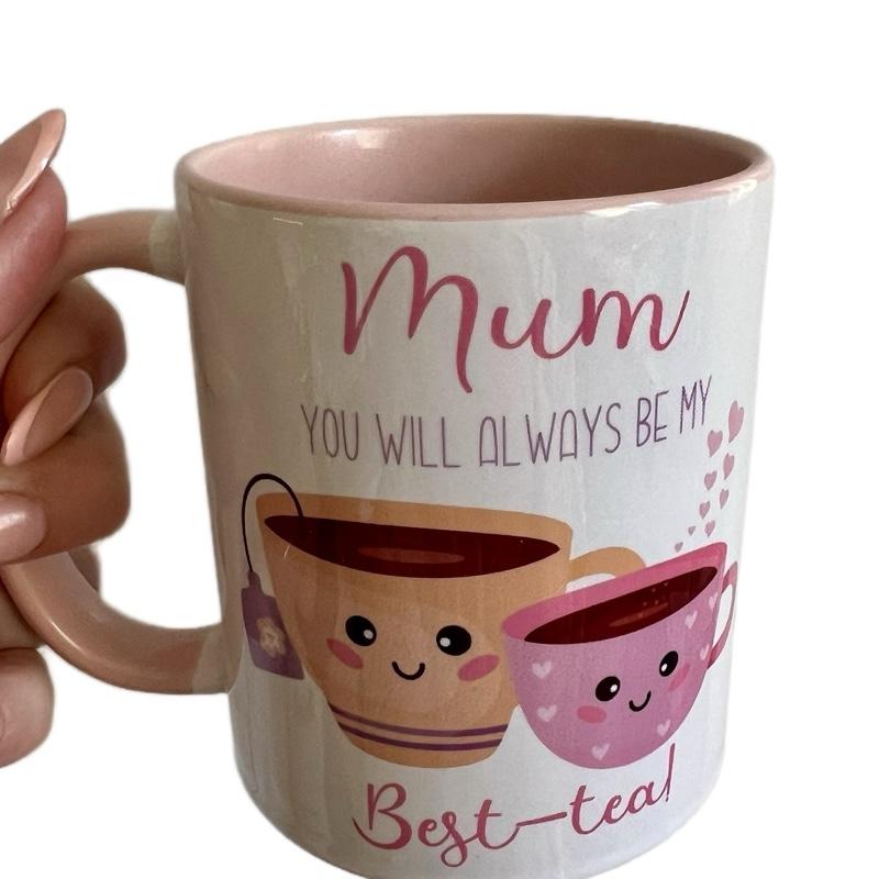 Mum Mug Pink and White with Pink Inside & Handle Best mum Design for a Drinkware Cup Ceramic mug Reusable Washable Reuse Coffee