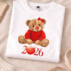 Children’s unisex personalised together in red t-shirt with Teddy bear on. Available in different colours