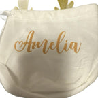 Christmas Velvet White Gift Bag with Reindeer Ears Personalised with Name