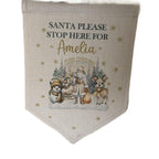 Hanging Santa pleased stop here sign personalised Gift Ornaments Decoration Gold