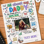 Pay what you can-Personalised Father's Day Print Gift - Customizable All About My Daddy Keepsake with Heartfelt Details