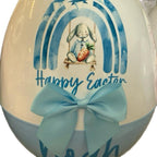 Personalised 16 inch Jumbo Plastic Storage Egg with Ribbon Bow and Bunny Design Perfect for filling with Easter Gifts