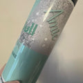 Green and silver 20oz personalised tumbler with lid and straw for hot and cold drinks