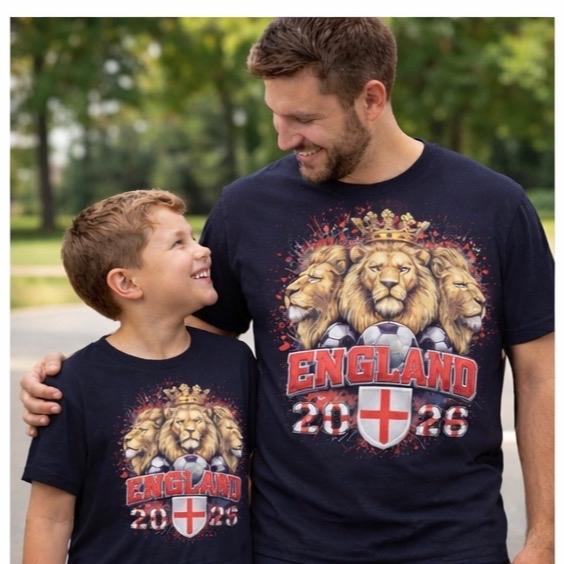 Adults three lions football themed t-shirt. Football top In support of the 2026 World Cup