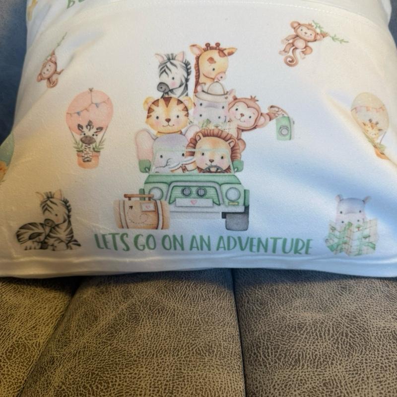 Personalised Bed time story let’s go on an adventure pocket cushion. Safari cushion, nursery cushion, pillow