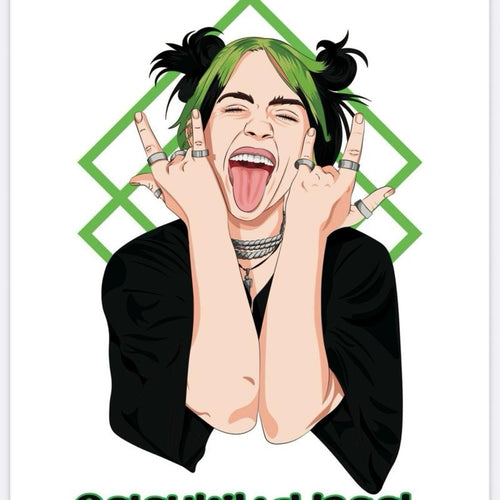 Billie Pop Star 20 Pages Colouring Book for Music Lovers Featuring Iconic Green Hair and Rock Pose