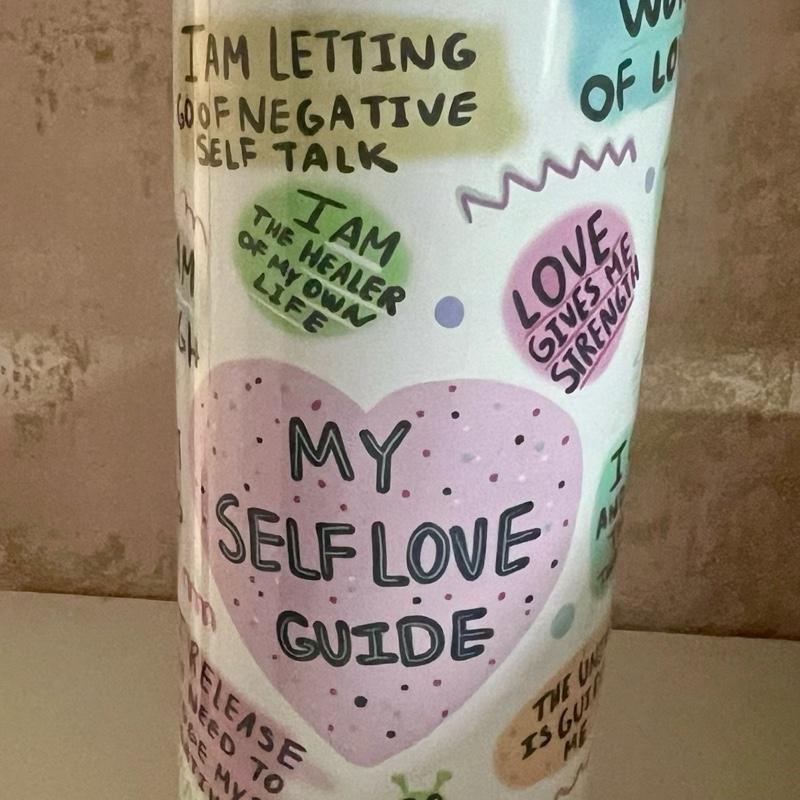 Cup of Positivity 20oz tumbler with lid and straw, for hot and cold drinks - Personalised Motivational Tumbler with Heart Design and Inspirational Quotes for Daily Positivity