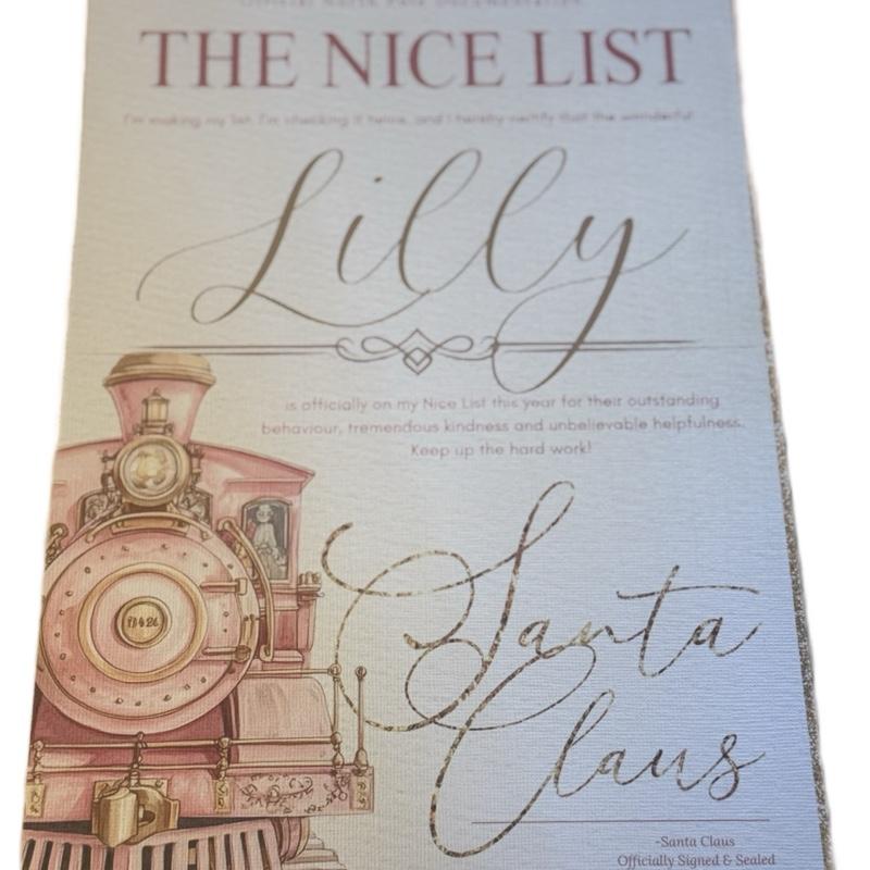 Pink polar exprees style nice list certificate