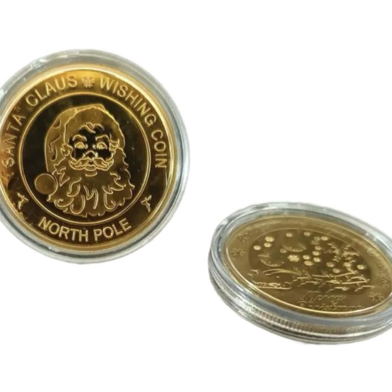 Christmas Santa gold wishing coin in a protective case