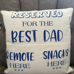 Dad’s pocket cushion, remote control holder, dads gift, gifts for fuzzy dads, best dad Father’s Day present, 40 x 40 cushion