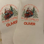 Christmas Themed Personalised Fluffy Socks with Festive Snowman and Reindeer Design for Cozy Holiday Wear White