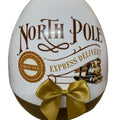 Personalised Gold North Pole 16inch Christmas Fillable Egg with Express Delivery Train Design and Gold Bow