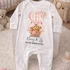 First Mother's Day Personalised Baby Grow Baby Romper with Teddy Bears Design Can Be Customised with Any Names