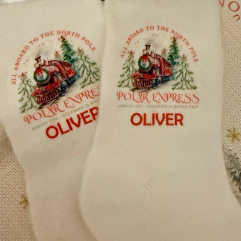 Christmas Themed Personalised Fluffy Socks with Festive Snowman and Reindeer Design for Cozy Holiday Wear White