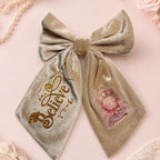 Beautiful cream velvet hair clip Christmas themed train one side and believe
